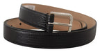 Dolce & Gabbana Black Classic Leather Silver Metal Buckle Belt