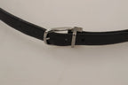 Dolce & Gabbana Black Classic Leather Silver Tone Metal Buckle Belt