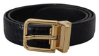 Dolce & Gabbana Blue Exotic Leather Gold Metal Buckle Belt