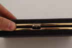 Dolce & Gabbana Black Silk Gold Frame Clutch Evening Party Purse Bag