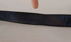 Dolce & Gabbana Blue Black Logo Print Silver Buckle Belt