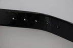 Dolce & Gabbana Black Shiny Leather Crystal Logo Buckle Belt