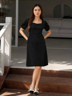 YSONA Puff Sleeve Bow Back Mini Dress — side view | Women's Dress | Shop YSONA