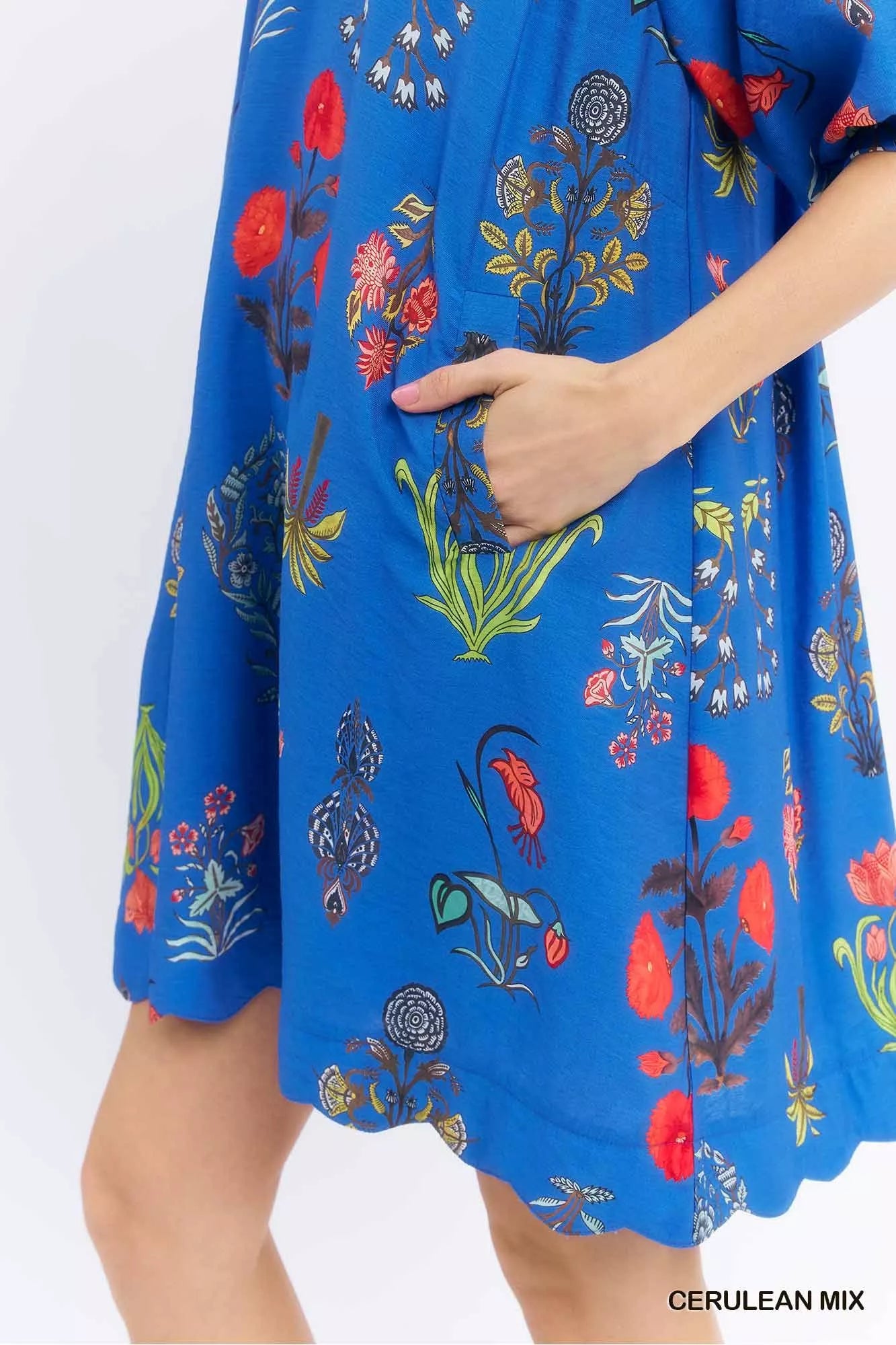 YSONA Umgee Floral Encyclopedia Print Mini Dress — detail view | Women's Dress | Shop YSONA