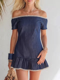 YSONA Lace Detail Off Shoulder Mini Dress — front view | Women's Dress | Shop YSONA
