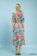 YSONA Umgee Mix Floral Midi Dress with Ruffle Trim — side view | Women's Dress | Shop YSONA