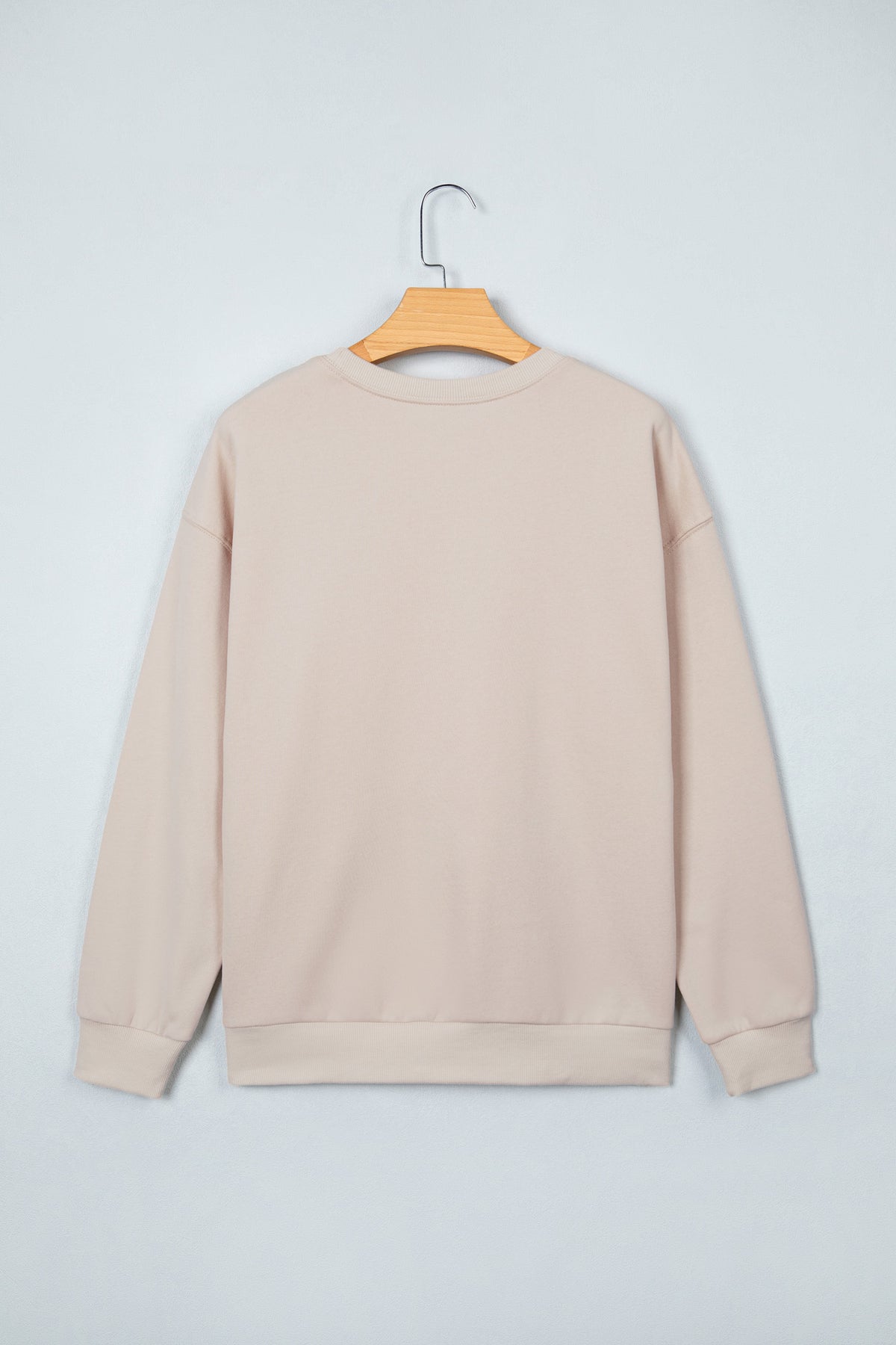 Beige GOOD LUCK Western Horse Print Oversized Pullover Sweatshirt