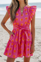 YSONA Ruffle Sleeve Polka Dot Mini Dress — model wearing | Women's Dress | Shop YSONA