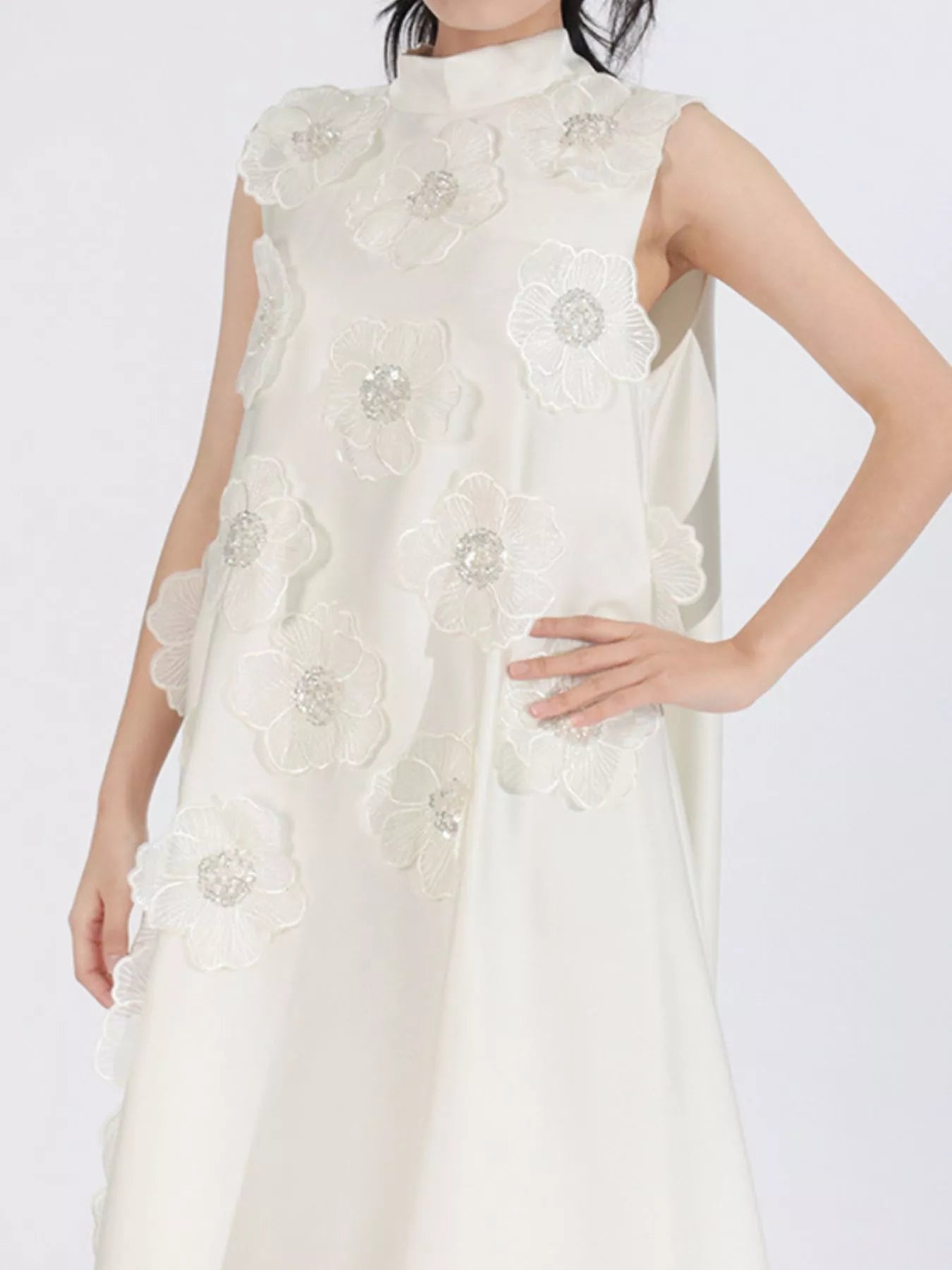 YSONA Floral Embellished Sleeveless Maxi Dress — detail view | Women's Dress | Shop YSONA
