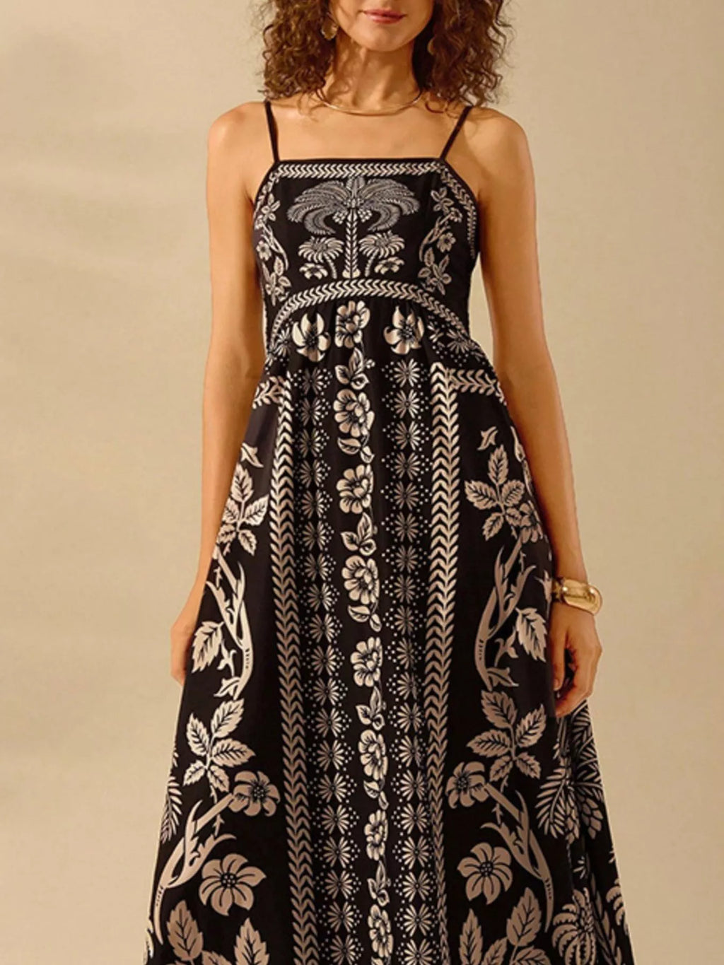 YSONA Floral Print Spaghetti Strap Maxi Dress — front view | Women's Dress | Shop YSONA