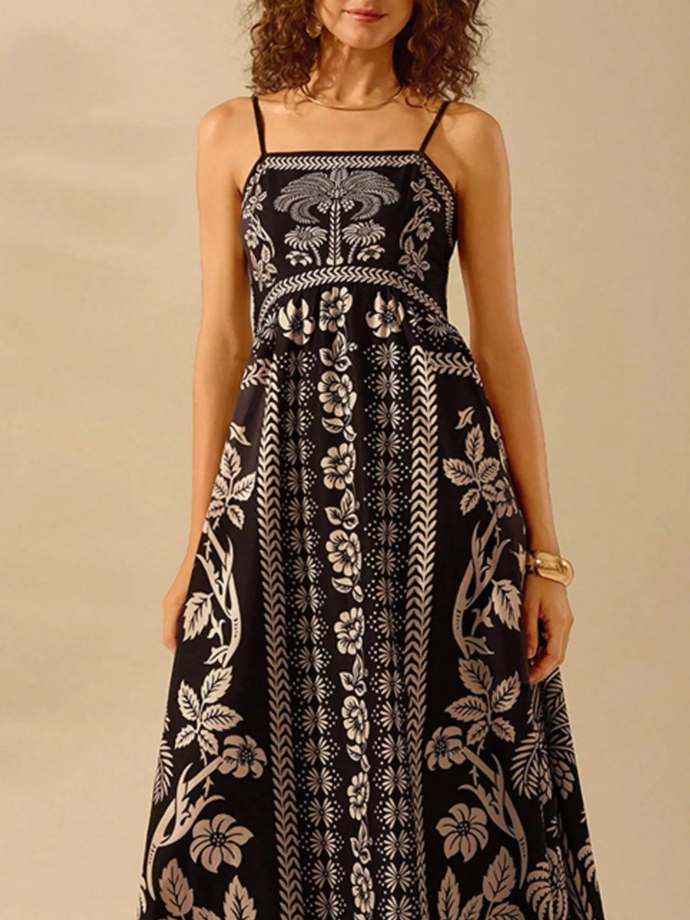 YSONA Floral Print Spaghetti Strap Maxi Dress — front view | Women's Dress | Shop YSONA