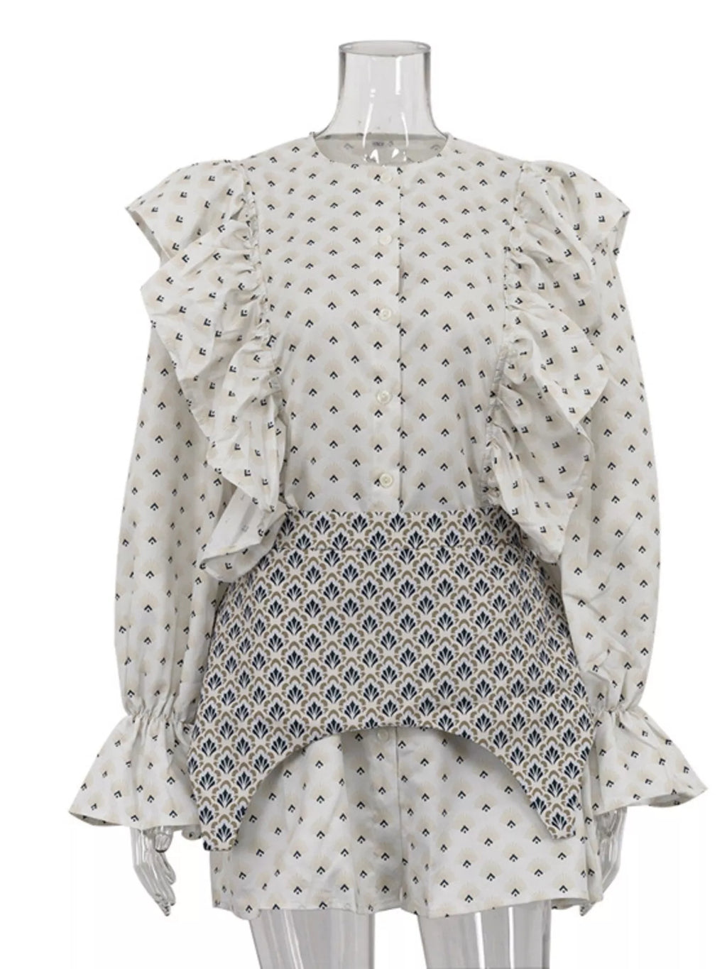 YSONA Ruffled Floral Print Mini Dress — close-up view | Women's Dress | Shop YSONA