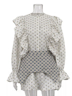 YSONA Ruffled Floral Print Mini Dress — close-up view | Women's Dress | Shop YSONA