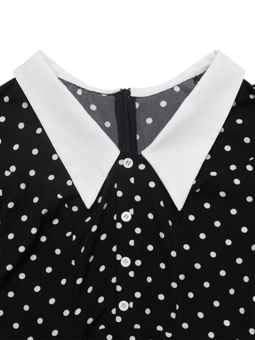YSONA Polka Dot Peter Pan Collar Dress — fabric detail | Women's Dress | Shop YSONA