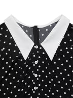 YSONA Polka Dot Peter Pan Collar Dress — fabric detail | Women's Dress | Shop YSONA
