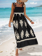 YSONA Smocked Printed Wide Strap Maxi Dress — detail view | Women's Dress | Shop YSONA