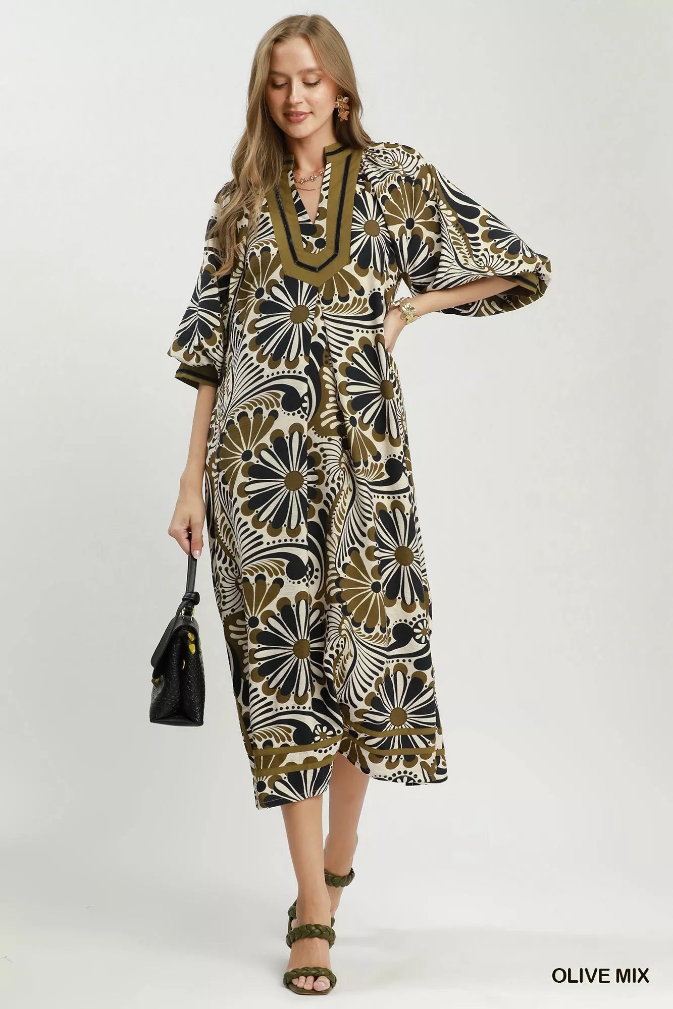 YSONA Umgee Abstract Print Midi Dress — detail view | Women's Dress | Shop YSONA