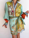 YSONA Printed Long Sleeve Shirt Dress — front view | Women's Dress | Shop YSONA