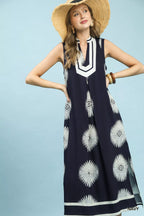 YSONA Umgee Sleeveless Geometric Midi Dress — detail view | Women's Dress | Shop YSONA