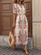 YSONA Floral Print V-Neck Midi Dress — back view | Women's Dress | Shop YSONA