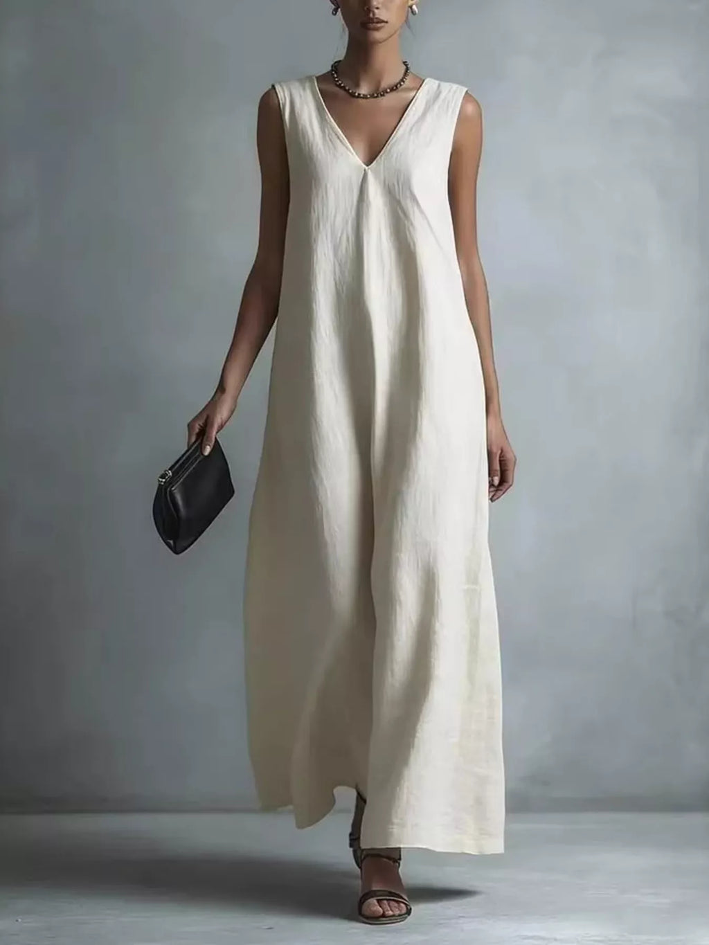 YSONA Full Size V-Neck Sleeveless Maxi Dress Plus Size — front view | Women's Dress | Shop YSONA