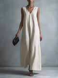 YSONA Full Size V-Neck Sleeveless Maxi Dress Plus Size — front view | Women's Dress | Shop YSONA