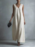 YSONA Full Size V-Neck Sleeveless Maxi Dress Plus Size — front view | Women's Dress | Shop YSONA