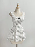 YSONA Polka Dot Lace Trim Mini Dress — front view | Women's Dress | Shop YSONA