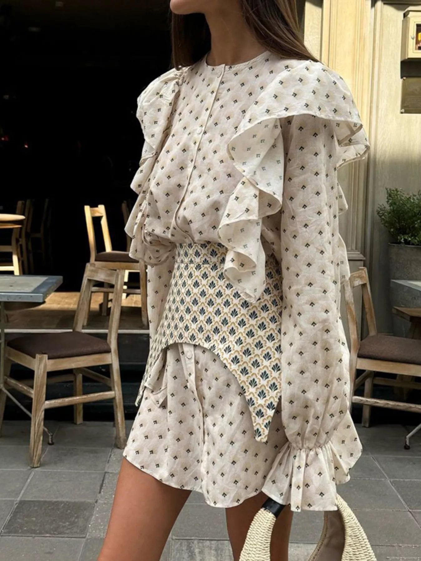YSONA Ruffled Floral Print Mini Dress — back view | Women's Dress | Shop YSONA