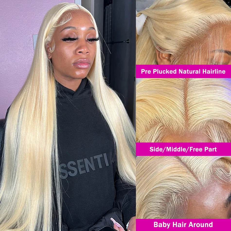 613 Blonde Straight 13x4 & 13x6 HD Lace Frontal Wig – Pre-Plucked 200%, 30–38 Inch
