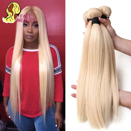 613 Blonde Straight Hair Bundles – Brazilian Remy Weave, 1/3/4 Bundle Deals 8–40 Inch