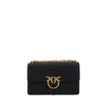PINKO Black Calf Leather Bos Taurus Shoulder Bag