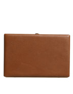 Dolce & Gabbana Brown Leather Clutch Evening Crossbody Bag