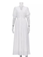 YSONA Slit Puff Sleeve Maxi Dress — model wearing | Women's Dress | Shop YSONA