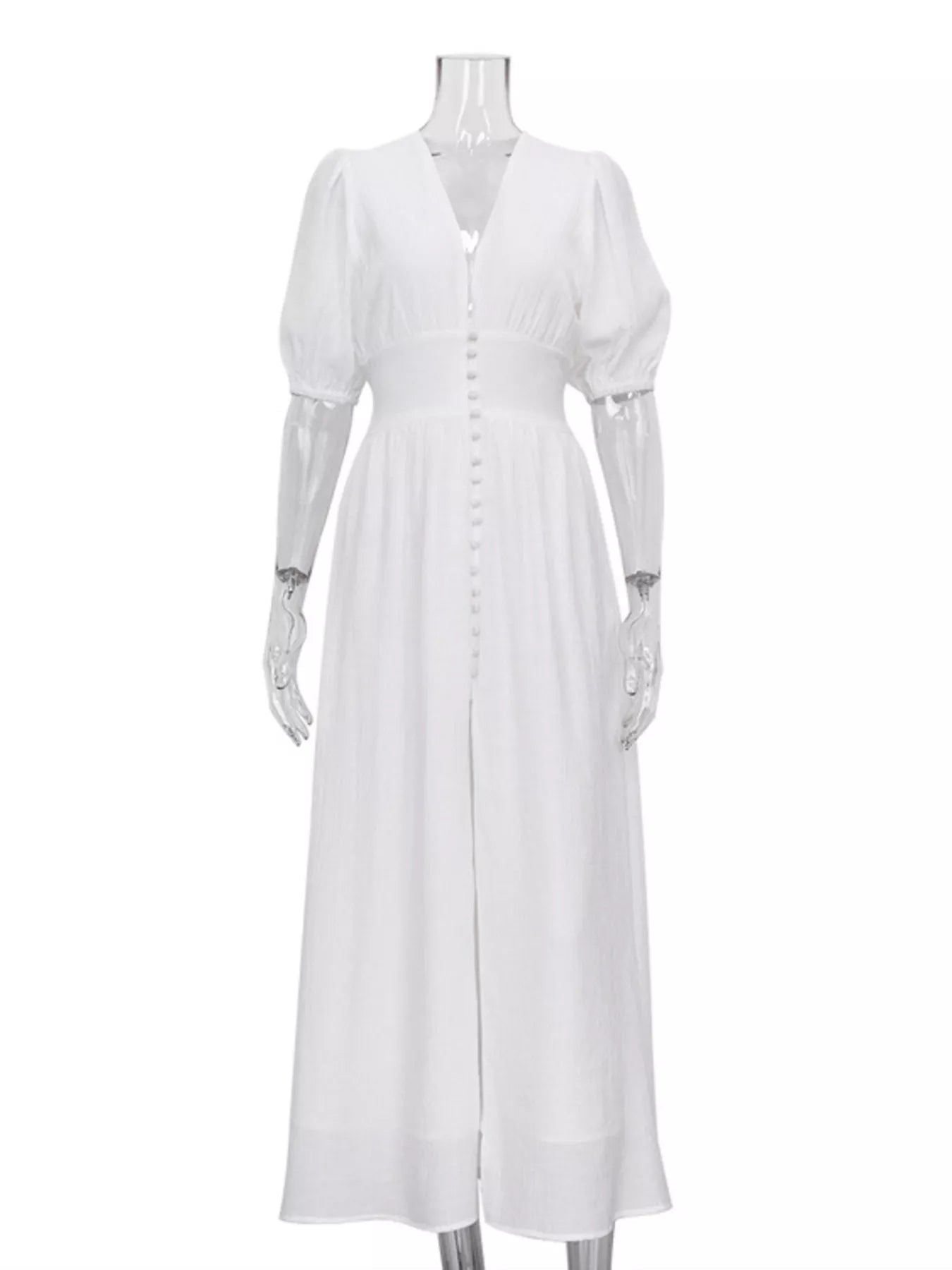 YSONA Slit Puff Sleeve Maxi Dress — model wearing | Women's Dress | Shop YSONA
