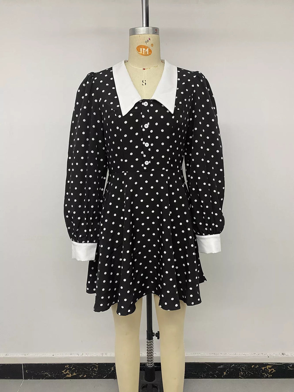 YSONA Polka Dot Peter Pan Collar Dress — close-up view | Women's Dress | Shop YSONA
