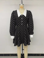 YSONA Polka Dot Peter Pan Collar Dress — close-up view | Women's Dress | Shop YSONA