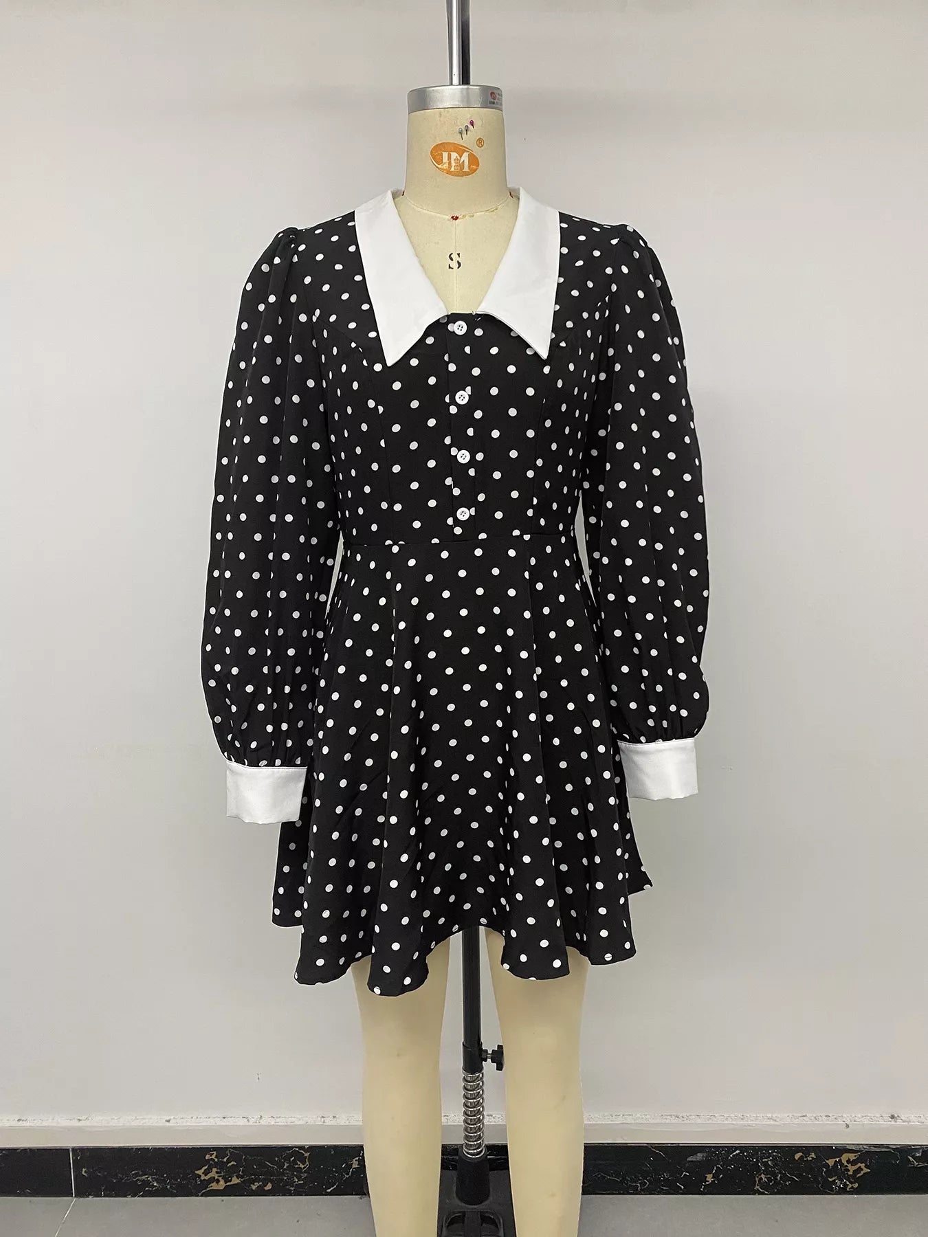 YSONA Polka Dot Peter Pan Collar Dress — close-up view | Women's Dress | Shop YSONA