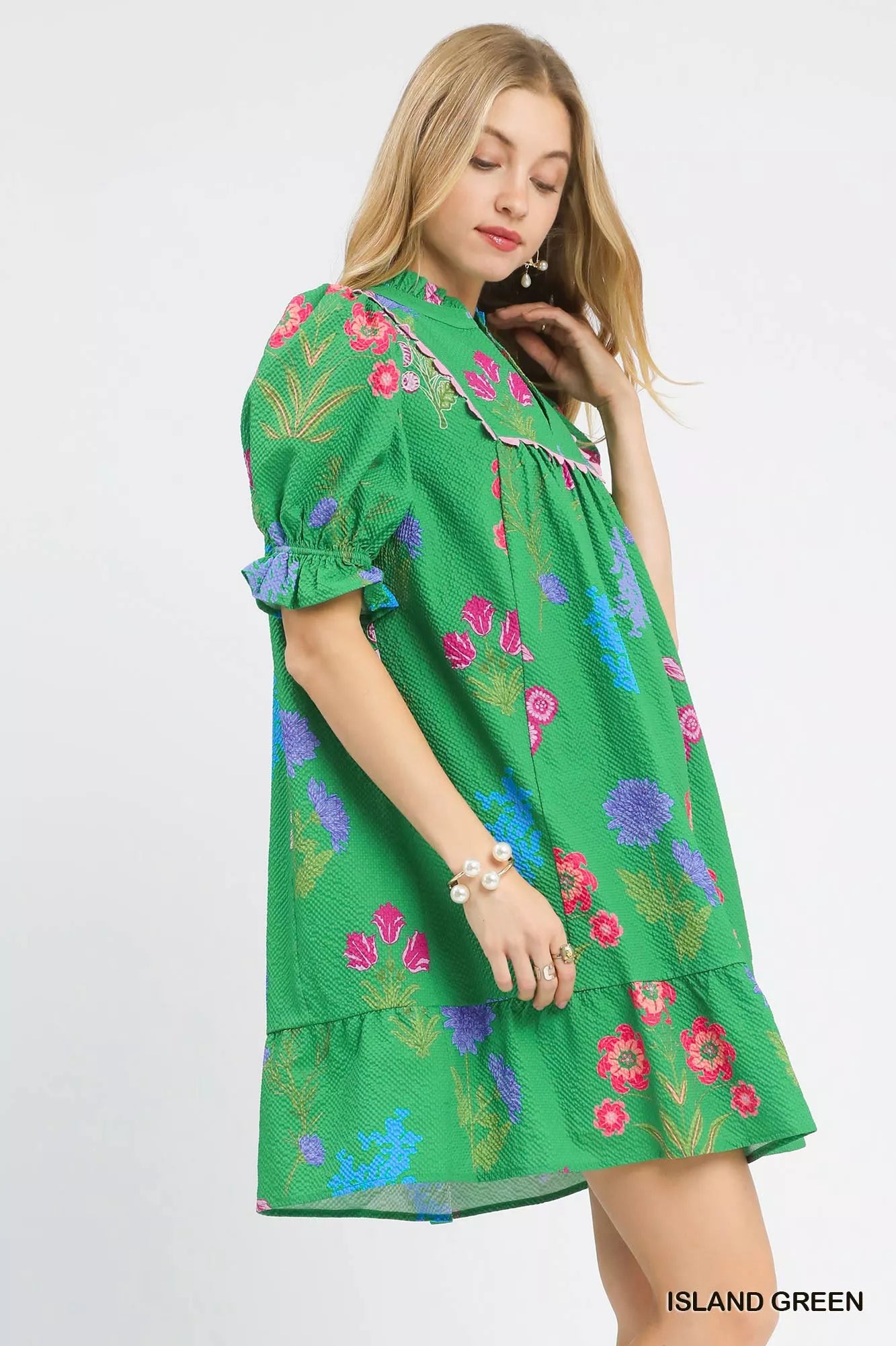 YSONA Umgee Multi Flower Print V-Neck Dress — back view | Women's Dress | Shop YSONA
