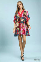 YSONA Umgee Abstract Print V-Neck Mini Dress — model wearing | Women's Dress | Shop YSONA