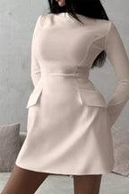 YSONA Long-Sleeve Mini Dress with Flap Pockets — model wearing | Women's Dress | Shop YSONA