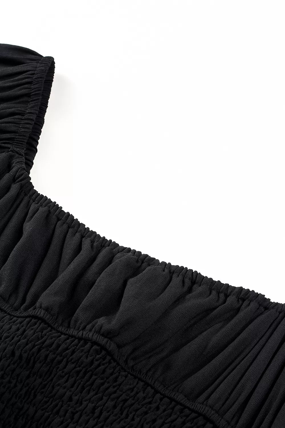 YSONA Solid Color Long Sleeve Shirred Drawstring Ruffle Mini Dress — alternate view | Women's Dress