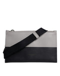 Dolce & Gabbana Black White Leather Logo Embossed Crossbody Bag