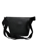Dolce & Gabbana Black Calfskin Logo Plaque Belt Waist Men Fanny Pack Bag