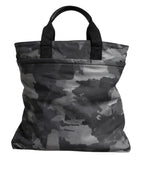 Dolce & Gabbana Black Camouflage Shoulder Strap Logo Plaque Bag