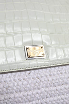 Dolce & Gabbana White Rafia Leather Top Handle Crossbody Bag