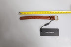Dolce & Gabbana Brown Textured Leather Gold Metal Buckle Armband