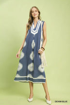 YSONA Umgee Sleeveless Geometric Midi Dress — model wearing | Women's Dress | Shop YSONA