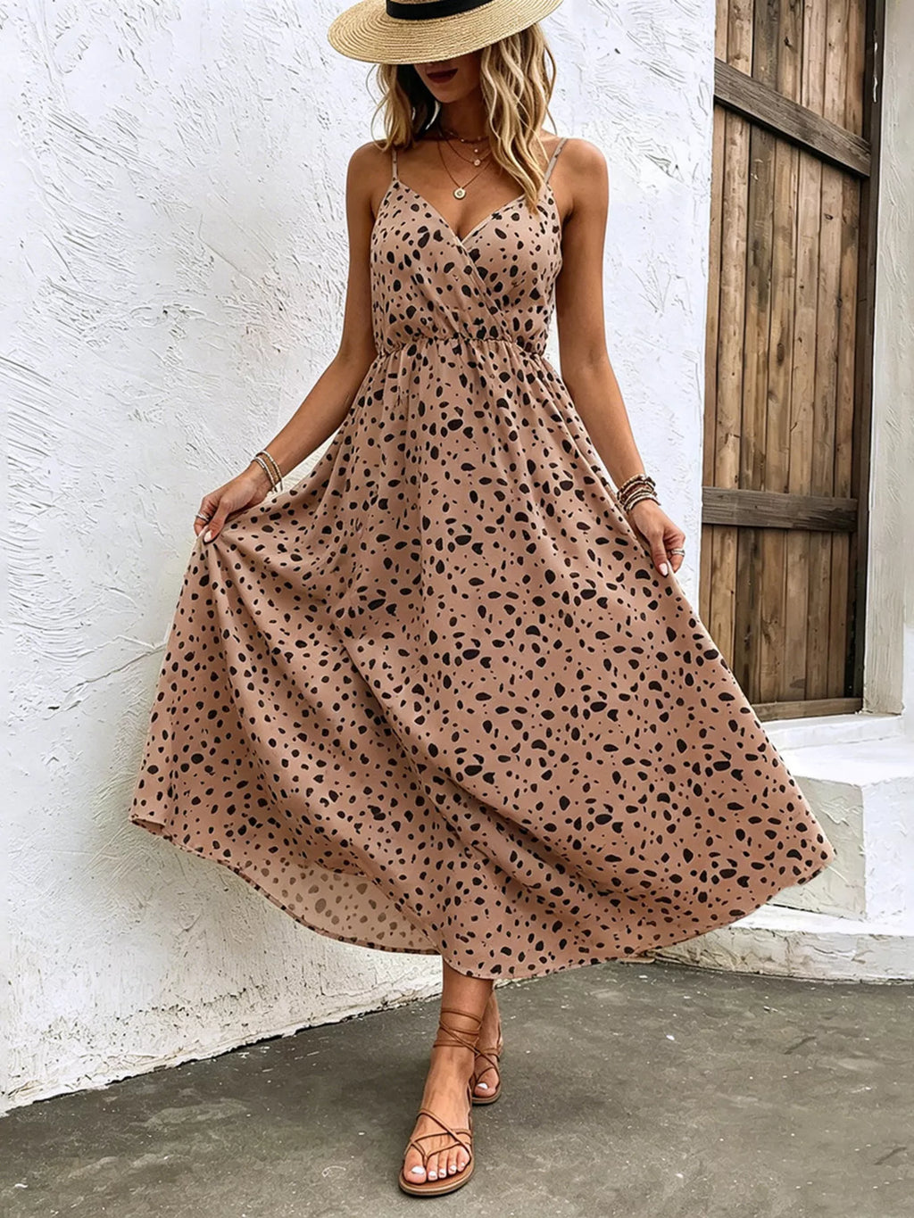 YSONA Floral Print Spaghetti Strap Midi Dress — fabric detail | Women's Dress | Shop YSONA