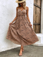 YSONA Floral Print Spaghetti Strap Midi Dress — fabric detail | Women's Dress | Shop YSONA